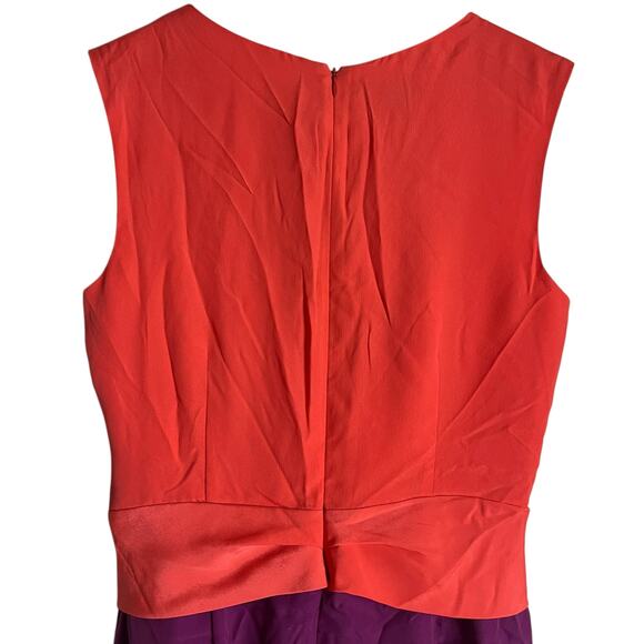 Suzy Chin Coral Purple Two-Tone Draped Faux Wrap Sleeveless Mini Dress Size 12 - Picture 10 of 12